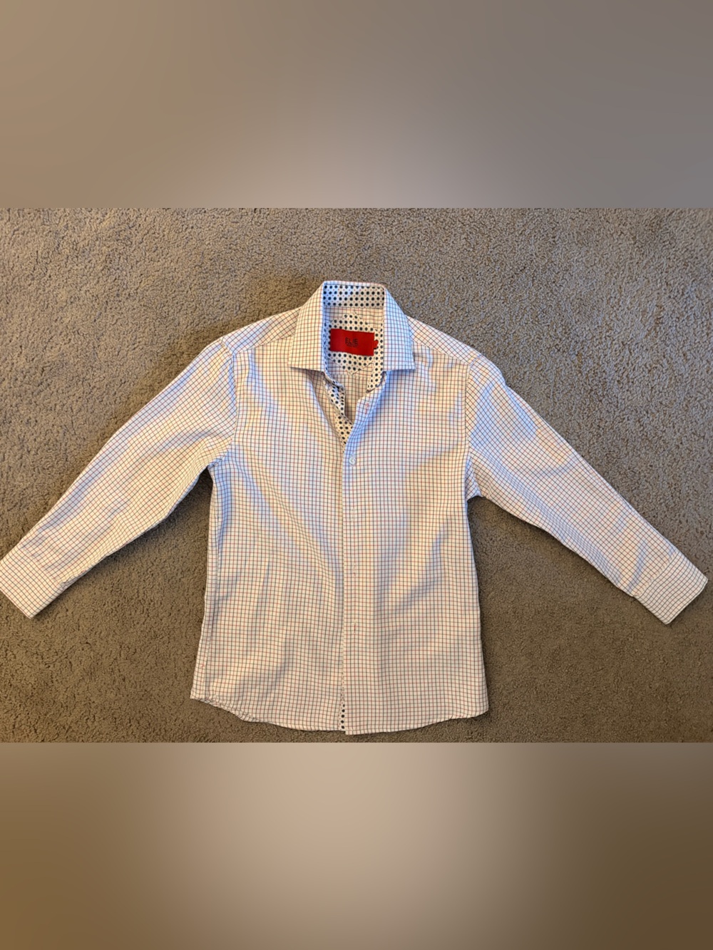 Ellie Balleh Boys' Checked Button-Down Shirt in White and Blue